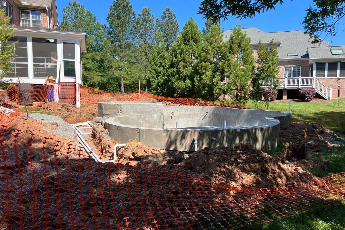 a pool under construction